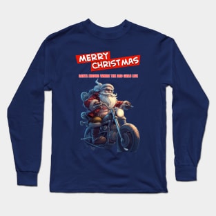 Santa Celebrate Christmas With Motorcycle Long Sleeve T-Shirt